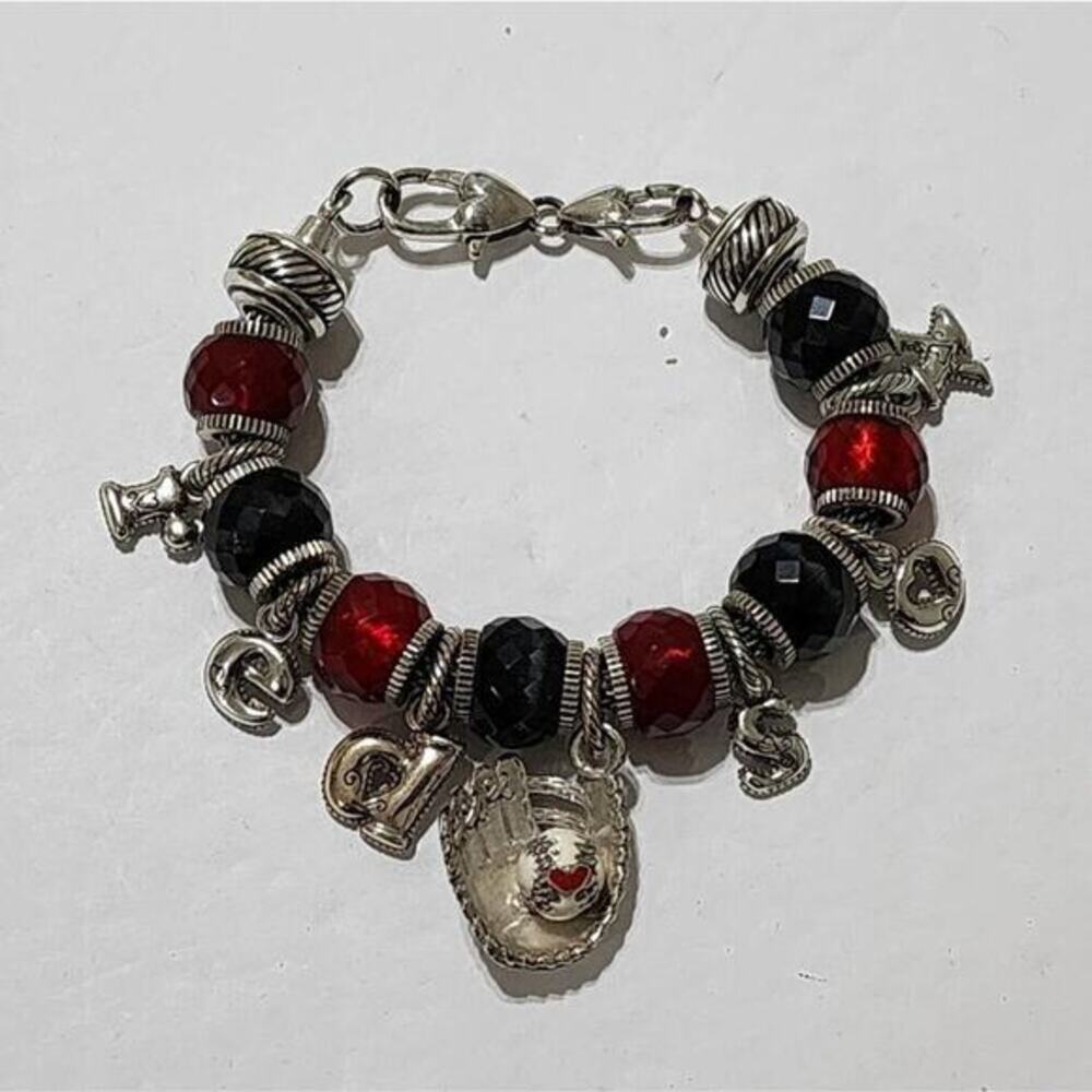 Brighton red & black‎ Red Sox baseball charm bracelet
